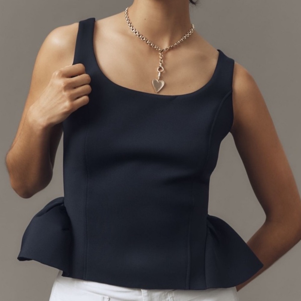 Maeve Midnight Blue Peplum Tank Top